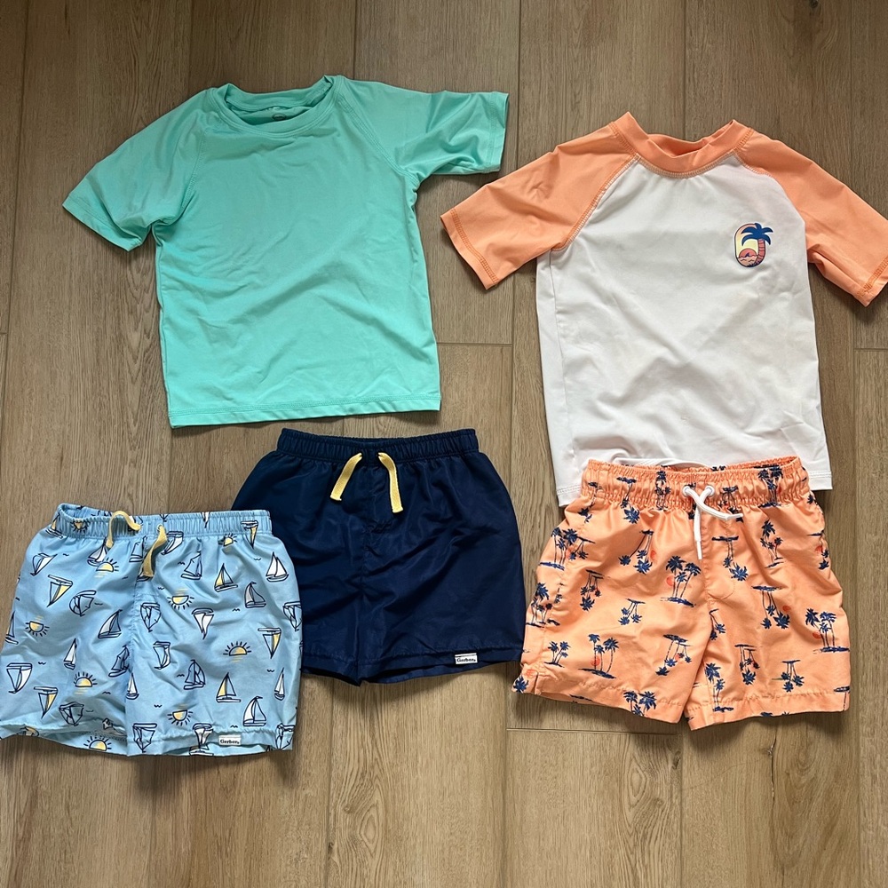 The Children's Place Boys Swim Set Mint Green, Navy, Light Blue, Peach